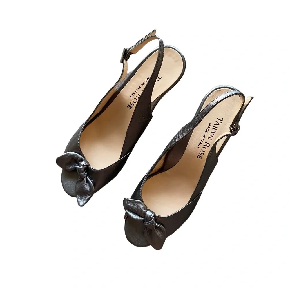 Taryn Rose Bronze Slingback Toe Heels sandals